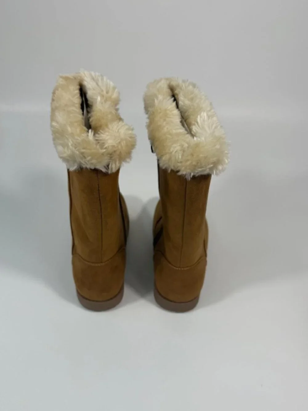 Girls' Nina Zipper Winter Shearling Style Boots - Cat & Jack Cognac 4